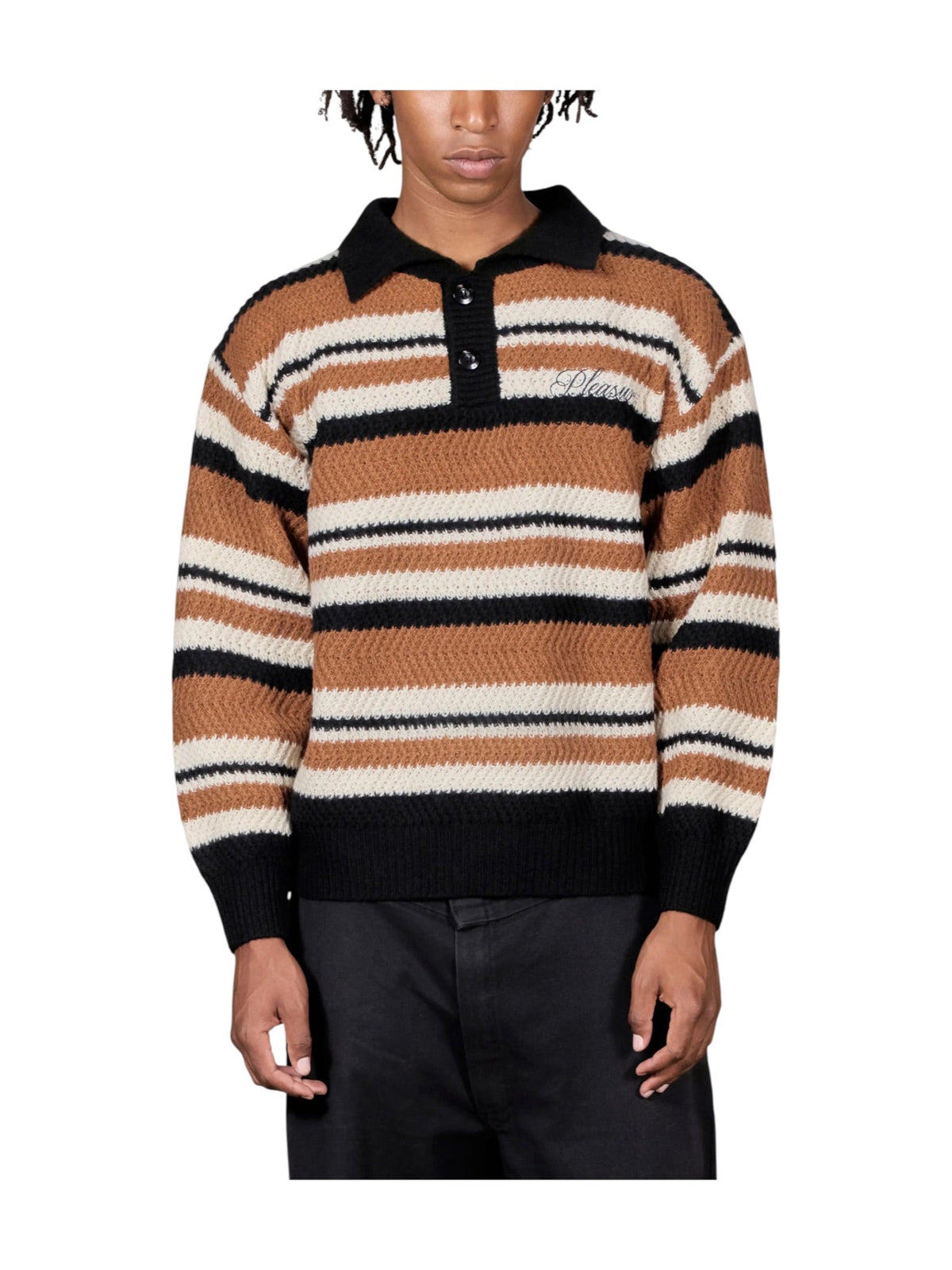 Probus Pleasures P26F018 Cooper Polo Sweater BRN Pleasures P26F018 Cooper Polo Sweater BRN BROWN
