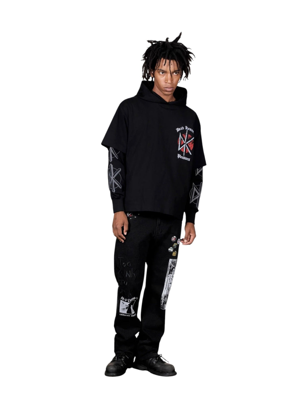 Probus Pleasures P26FDK002 Kennedys Layered Hoodie BLK Pleasures P26FDK002 Kennedys Layered Hoodie BLK BLACK