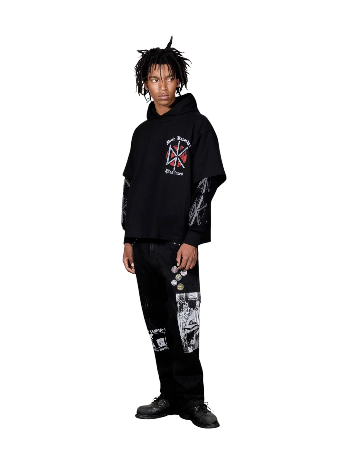 Probus Pleasures P26FDK002 Kennedys Layered Hoodie BLK Pleasures P26FDK002 Kennedys Layered Hoodie BLK BLACK