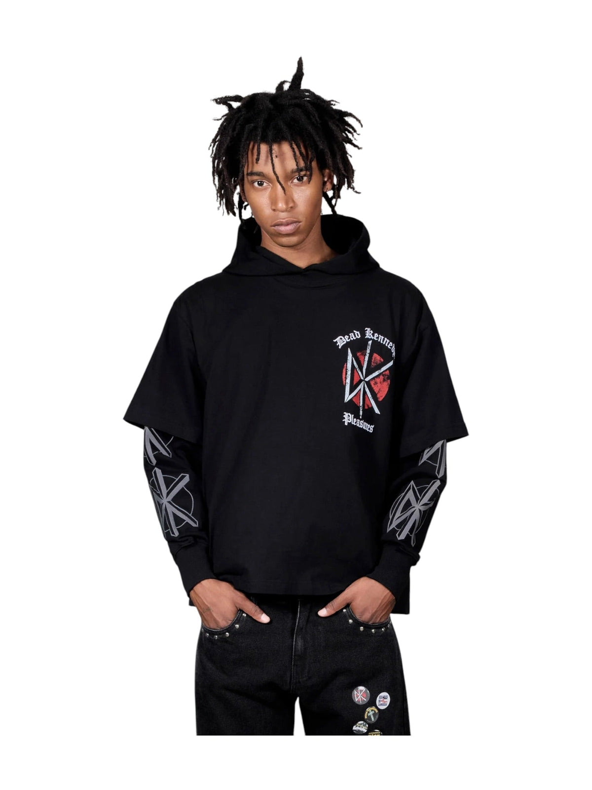Probus Pleasures P26FDK002 Kennedys Layered Hoodie BLK Pleasures P26FDK002 Kennedys Layered Hoodie BLK BLACK