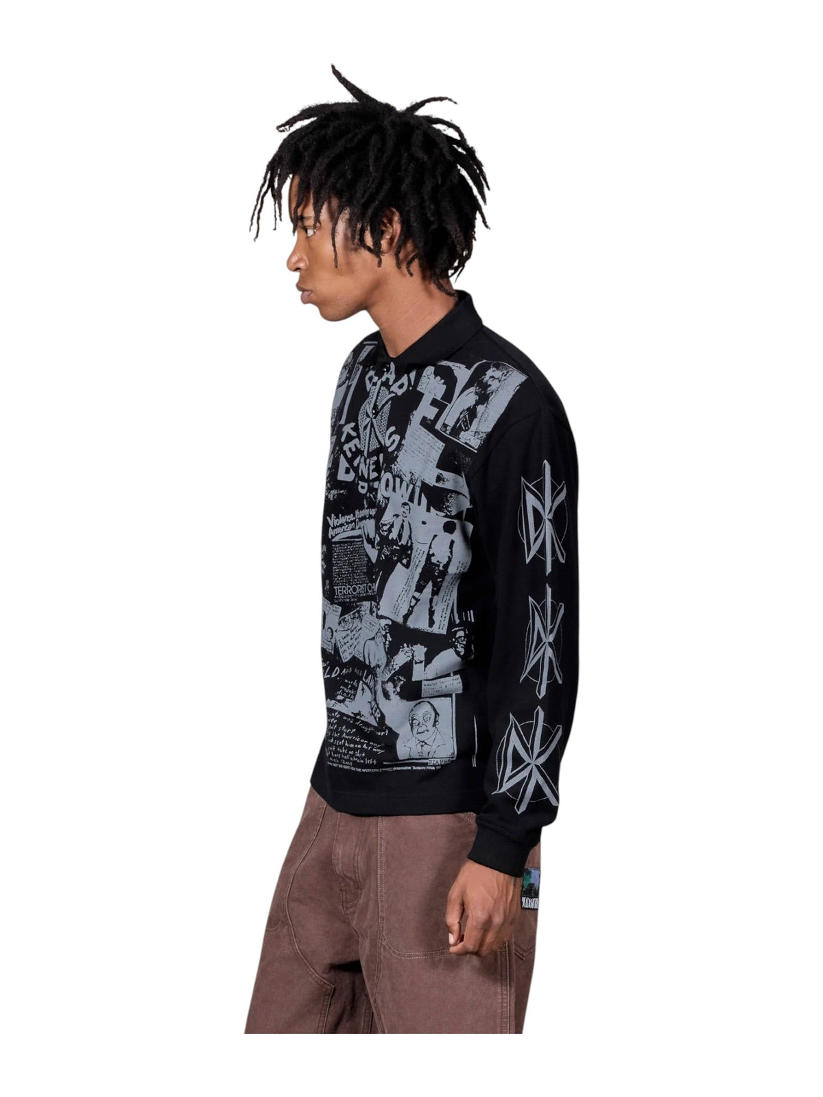 Probus Pleasures P26FDK005 Poster Long Sleeve Polo BLK Pleasures P26FDK005 Poster Long Sleeve Polo BLK BLACK