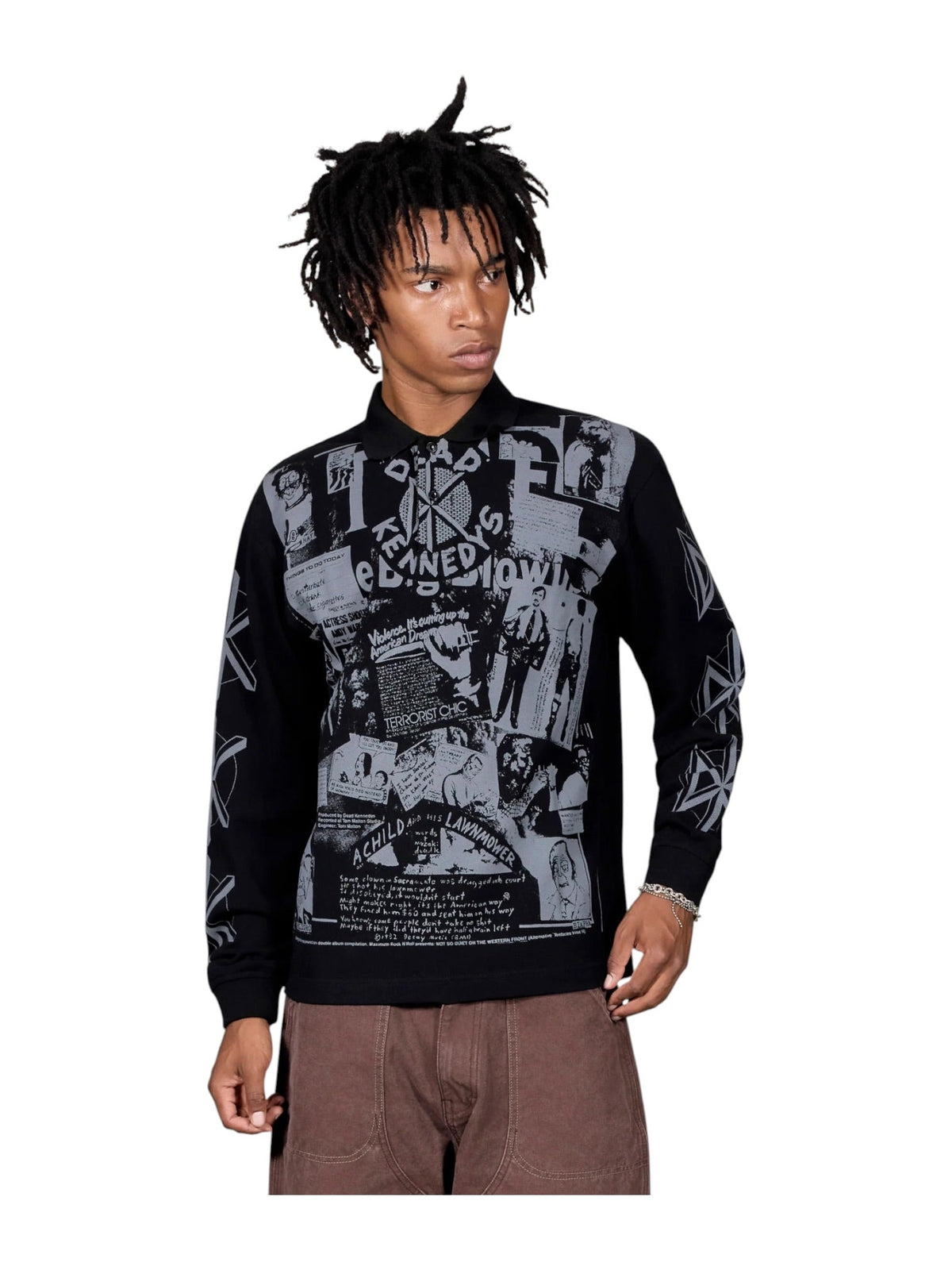 Probus Pleasures P26FDK005 Poster Long Sleeve Polo BLK Pleasures P26FDK005 Poster Long Sleeve Polo BLK BLACK