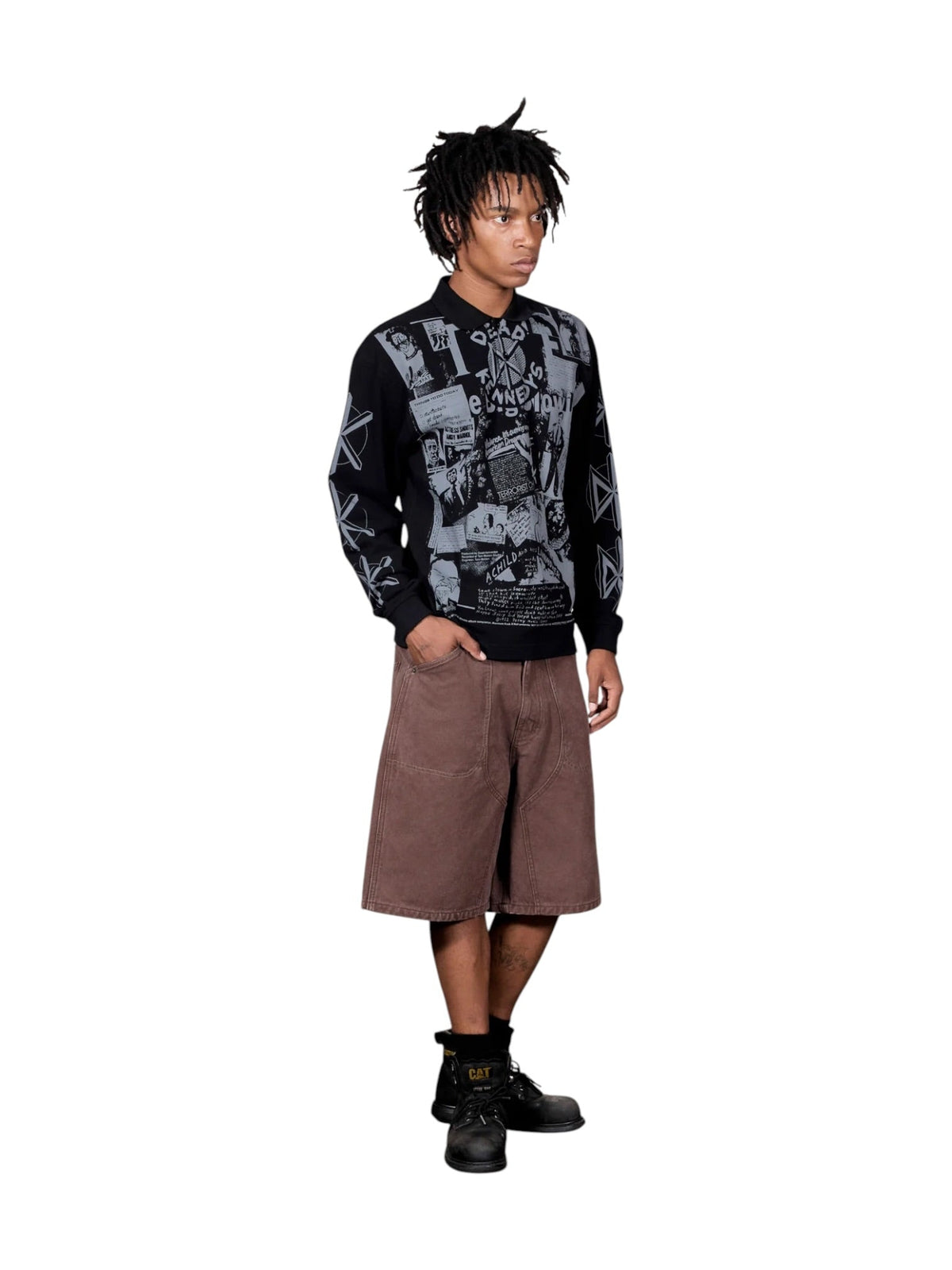 Probus Pleasures P26FDK005 Poster Long Sleeve Polo BLK Pleasures P26FDK005 Poster Long Sleeve Polo BLK BLACK