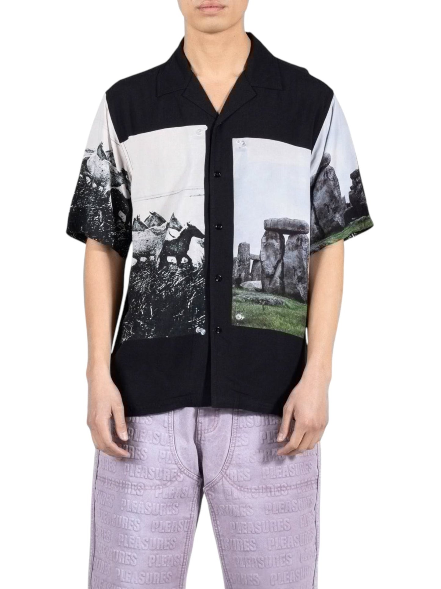 Pleasures Stone Horse Button Down Black