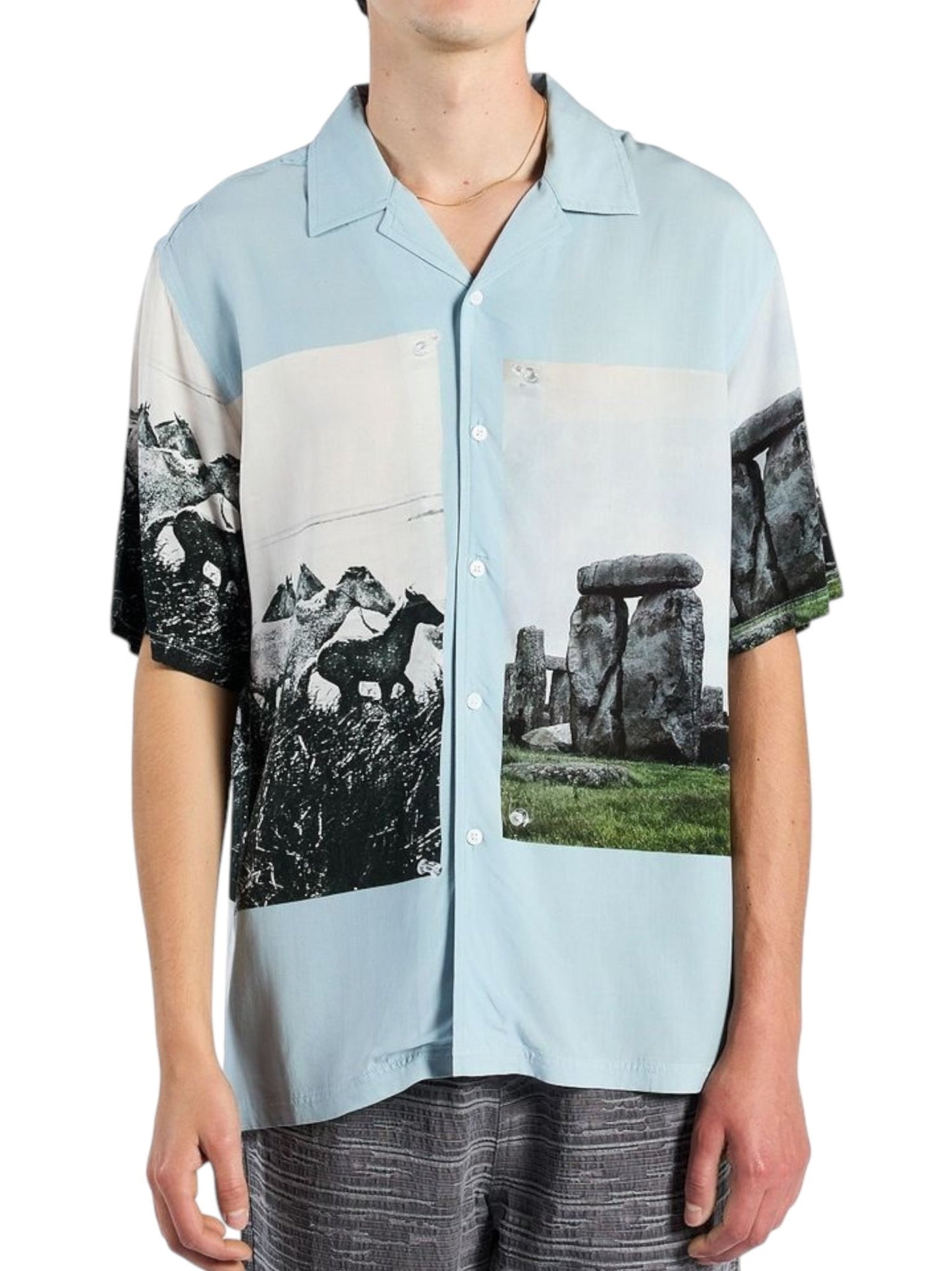 Pleasures Stone Horse Button Down Blue