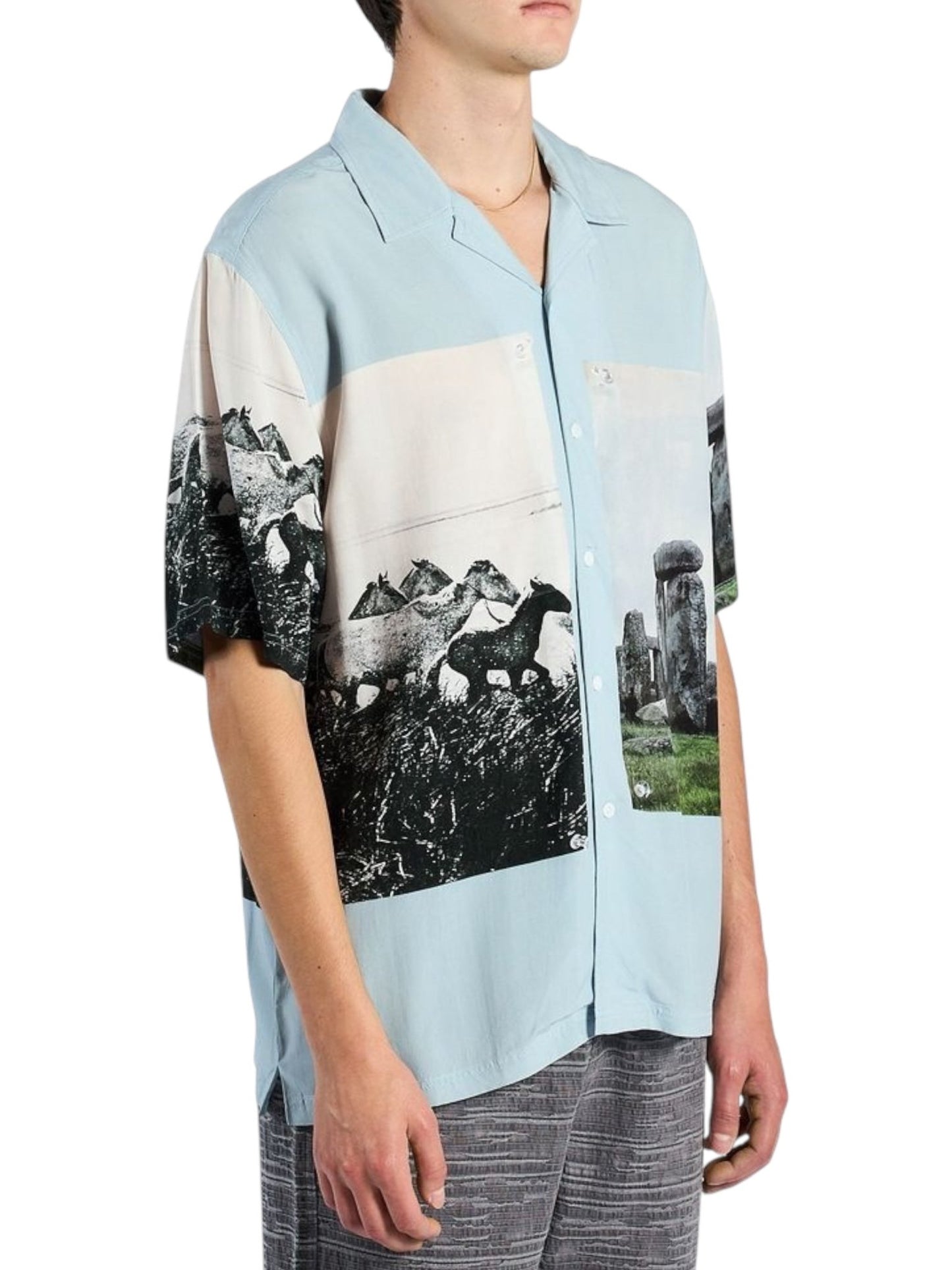 Pleasures Stone Horse Button Down Blue