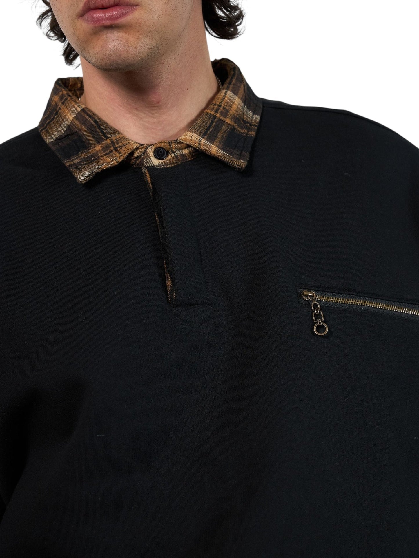 Pleasures Town Polo Sweatshirt Black