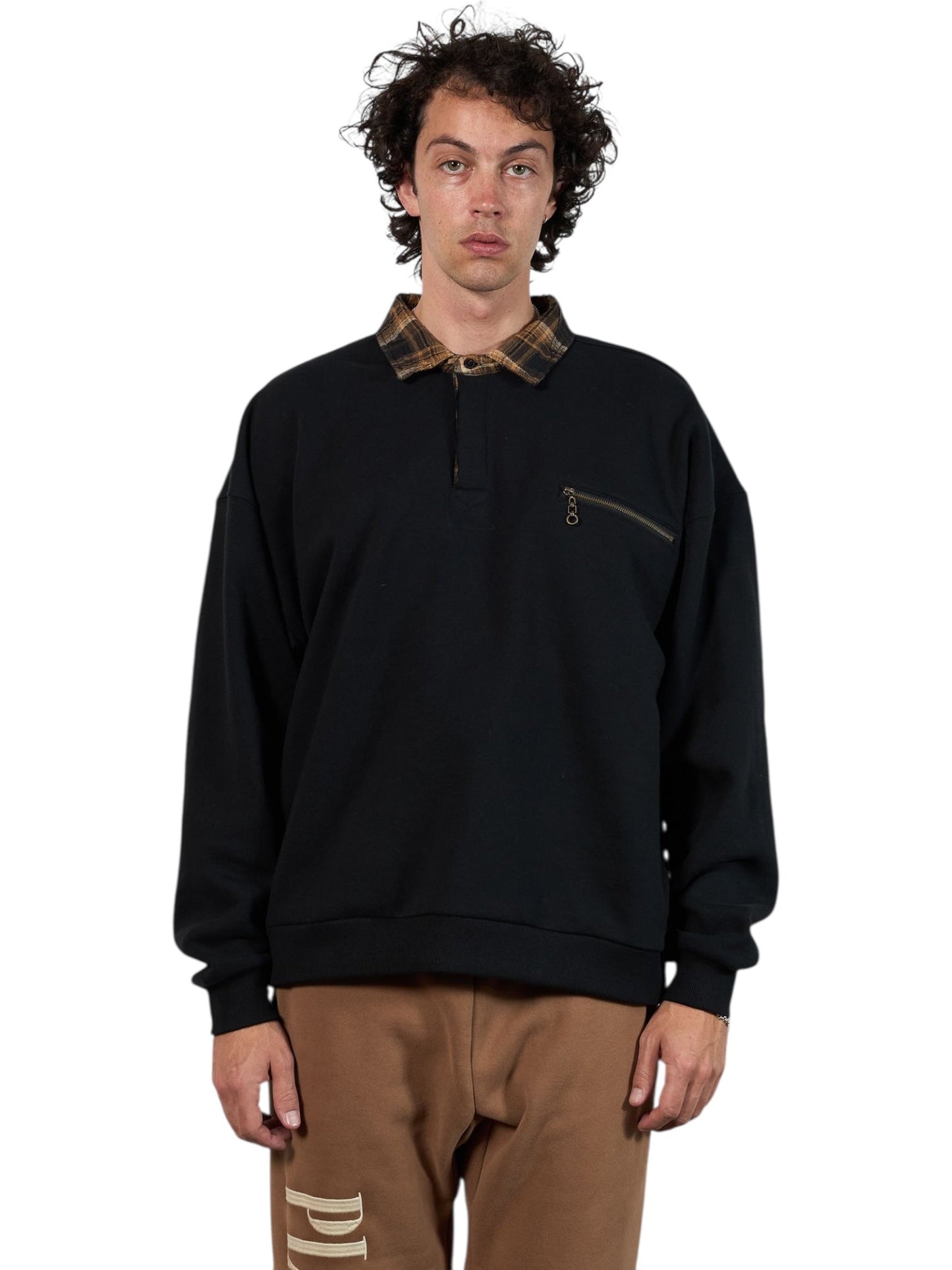 Pleasures Town Polo Sweatshirt Black