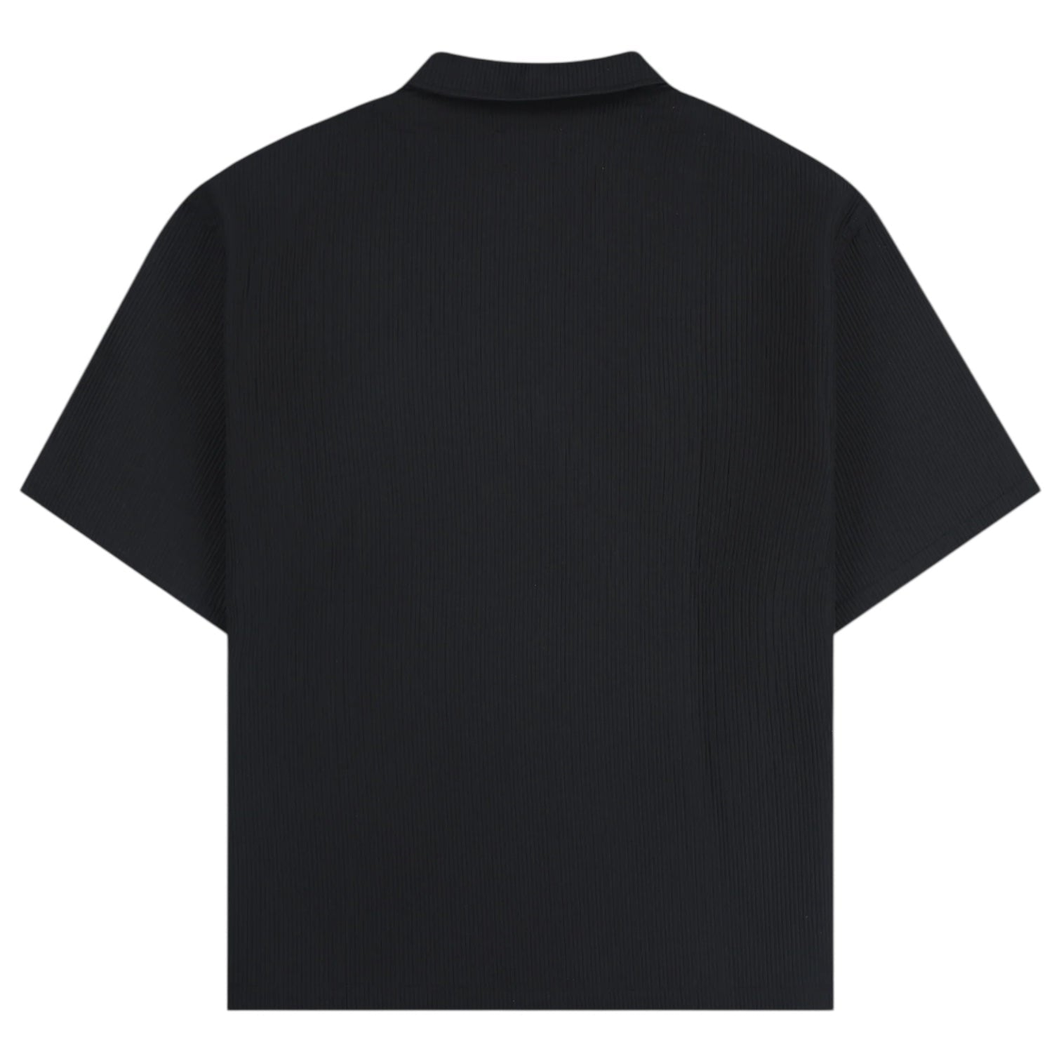The Pleasures Tradition Polo Shirt Black by PLEASURES features short sleeves, a classic collar, and a minimal back design. Made from 100% cotton for comfort and style.