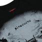 Presenting the Pleasures Truck Heavyweight Shirt Black from PLEASURES: a 100% cotton black t-shirt featuring "pleasures" in lowercase over an abstract backdrop with a partial truck image, merging comfort and unique style.