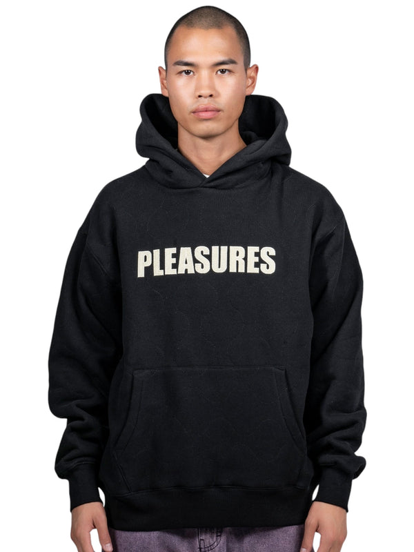 Pleasures Wave Quilted Hoodie Black