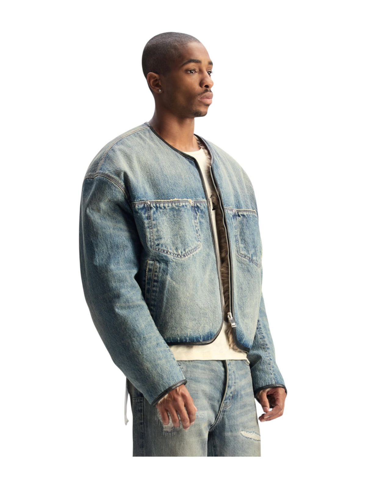 Probus Purple Brand M0040-RFDS426 Reversible Fur Demin Jacket Blue Purple Brand M0040-RFDS426 Reversible Fur Demin Jacket Blue BLUE