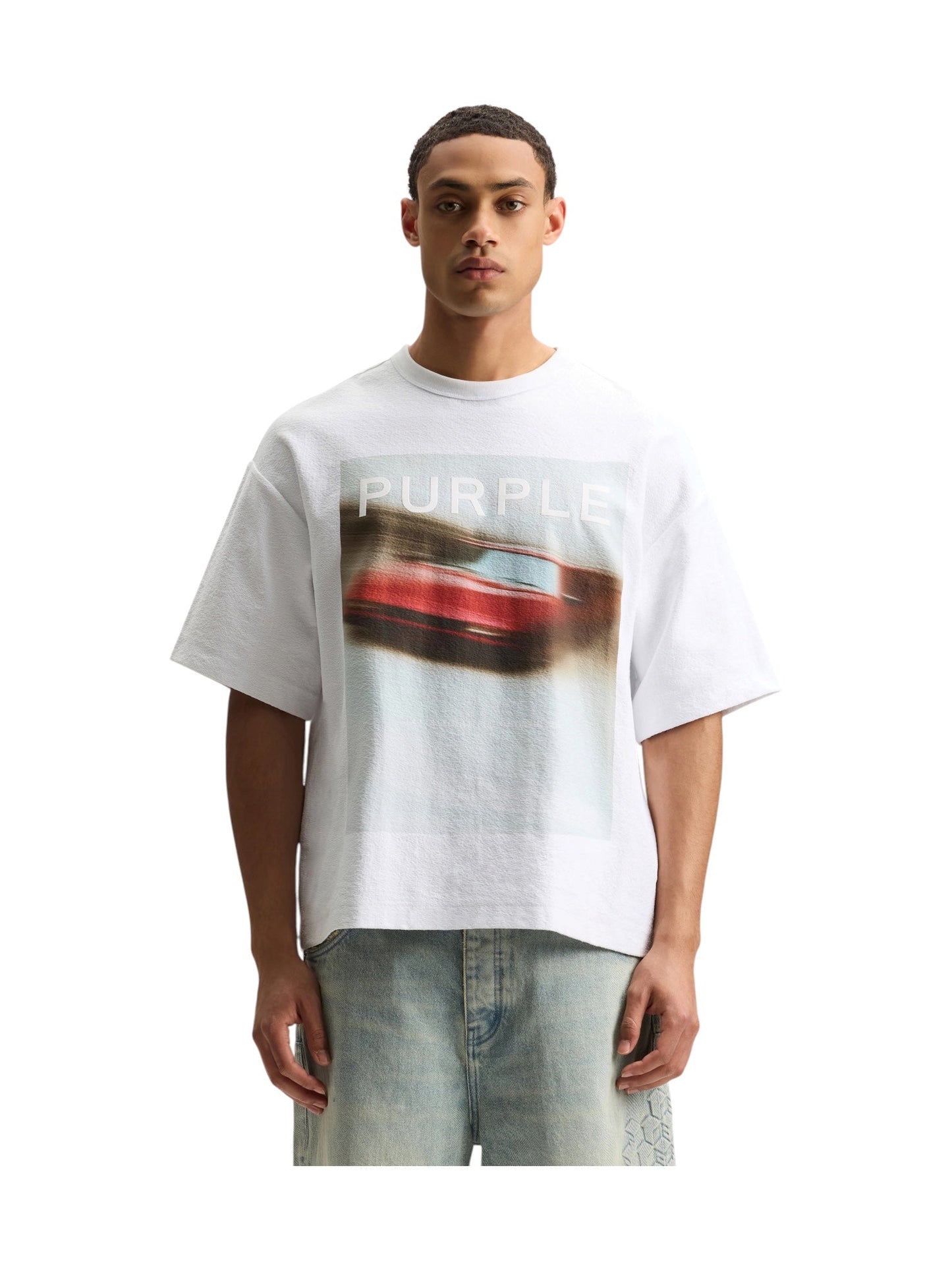 Purple Brand M1057-HTWD326 Hwt Textured Jersey Ss White