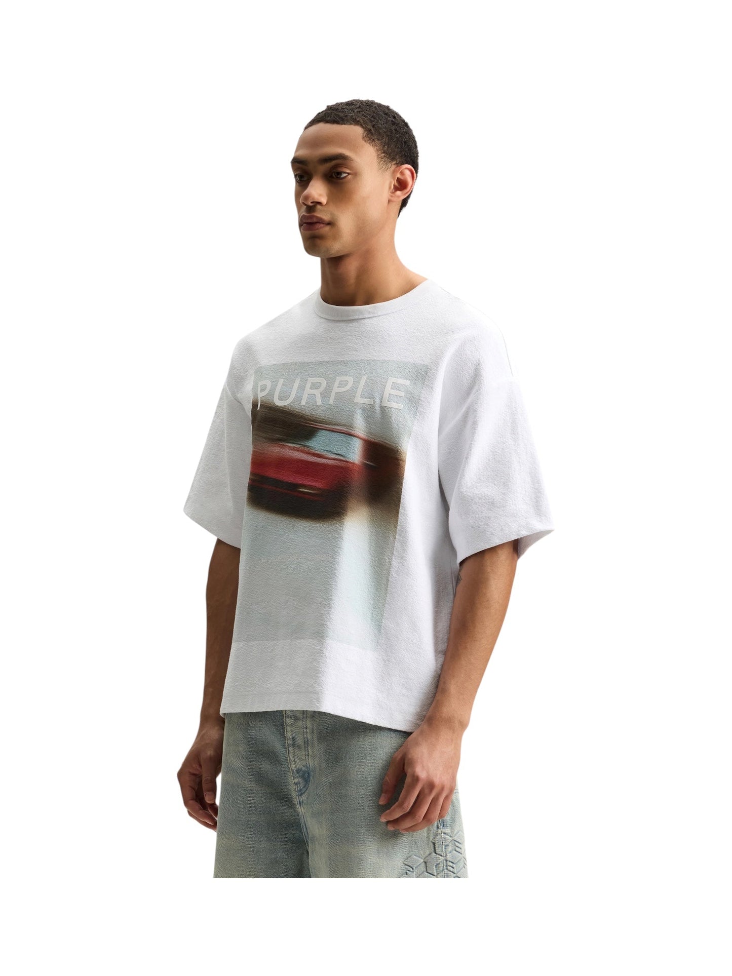Purple Brand M1057-HTWD326 Hwt Textured Jersey Ss White