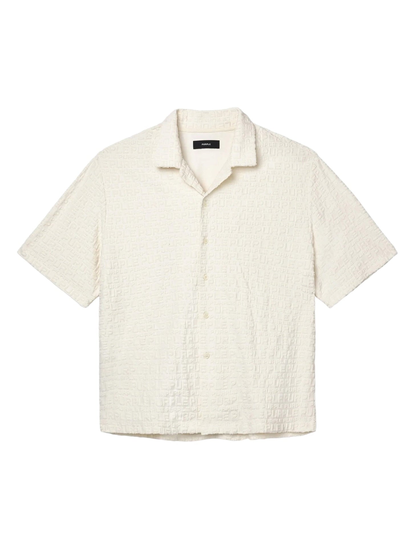 Purple Brand M1108-TWWP326 Terry Towel Camp Collar Off White