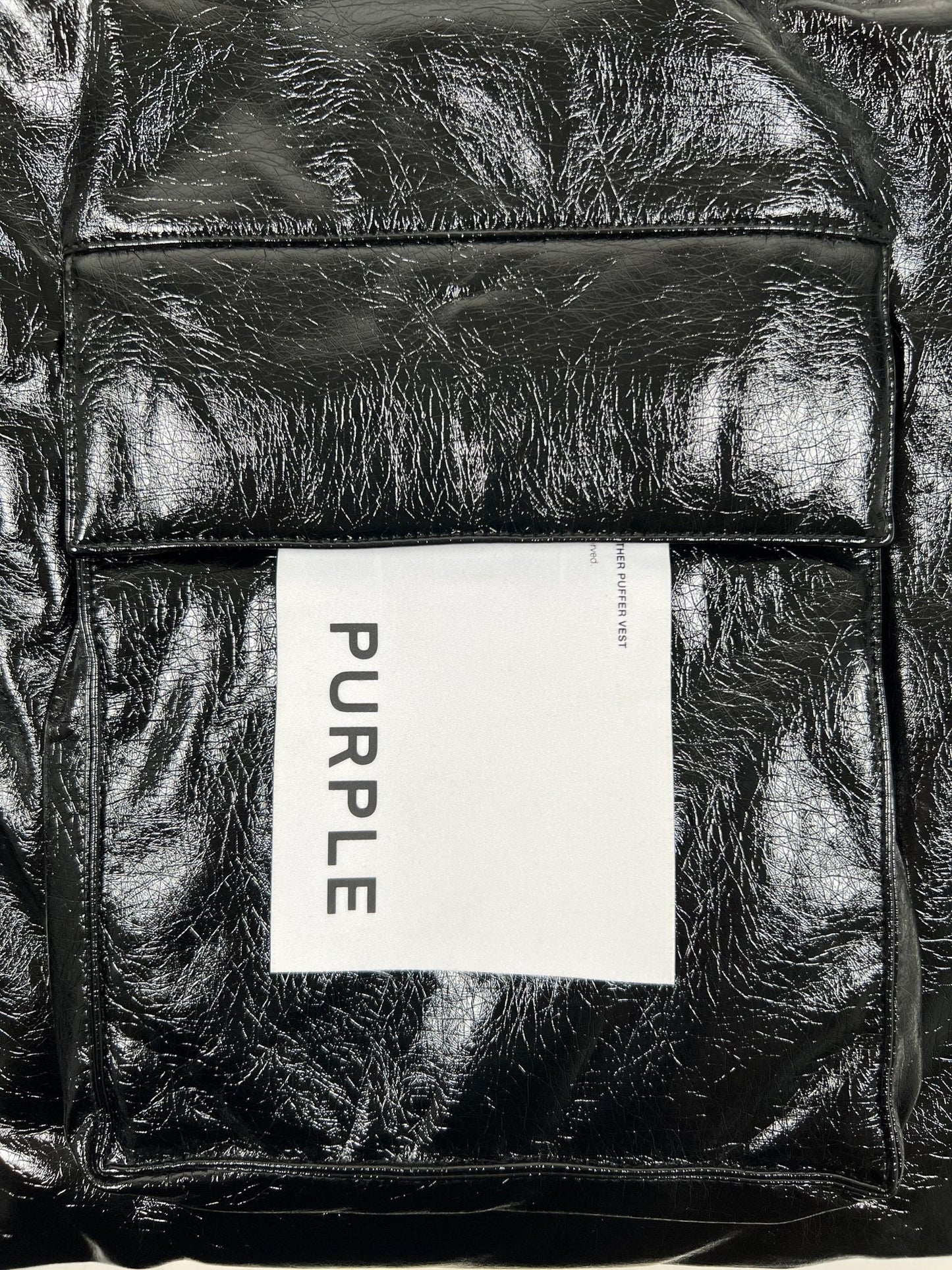 Purple Brand M6098-PLBV425N Pu Leather Puffer Vest Black