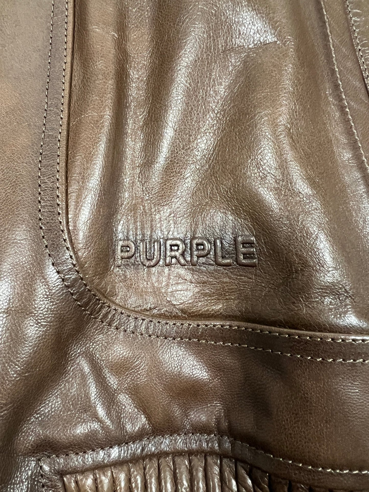 Purple Brand M9607-LCDS126 Distressed Leather Bomber Brown