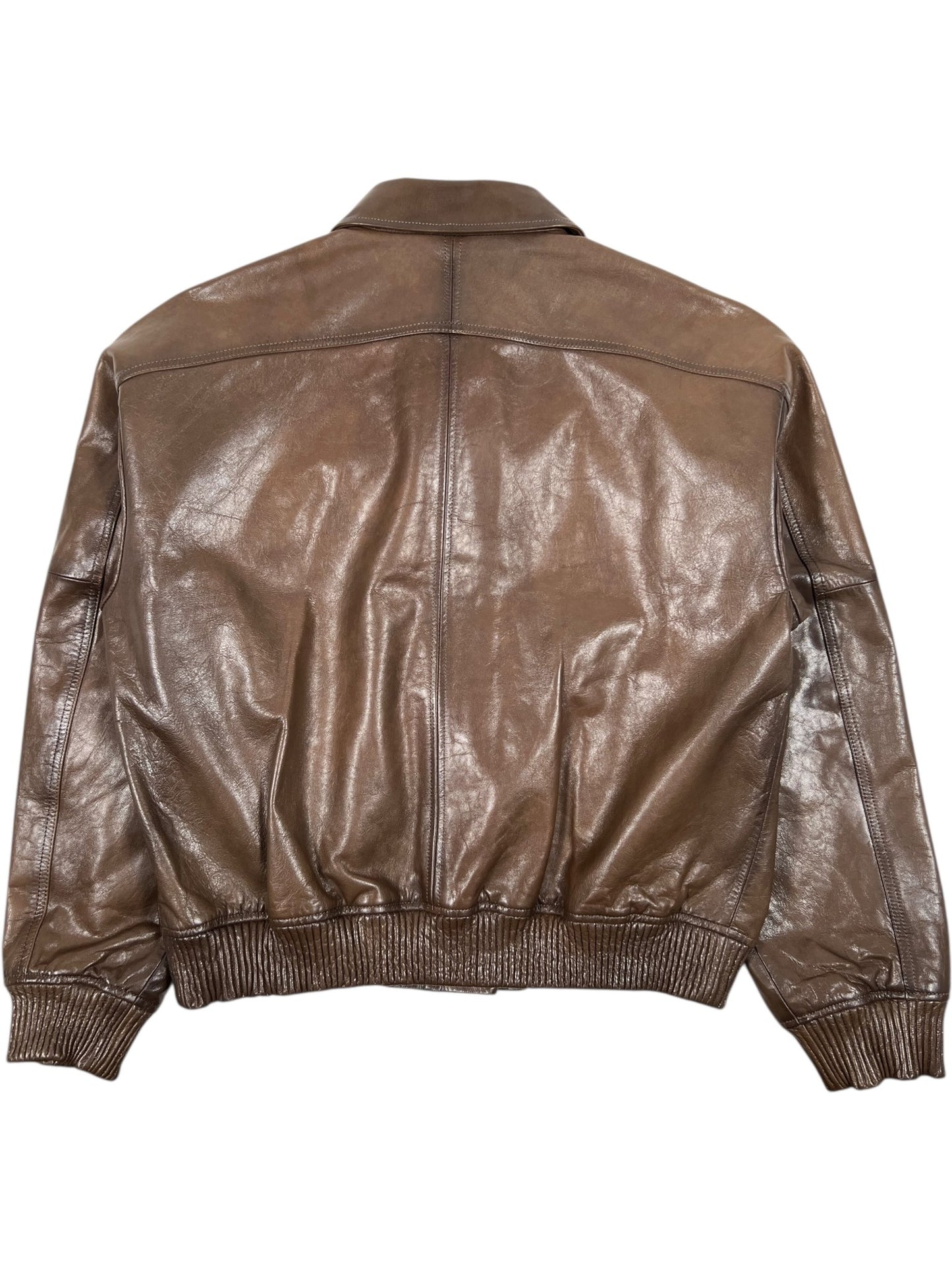 Purple Brand M9607-LCDS126 Distressed Leather Bomber Brown