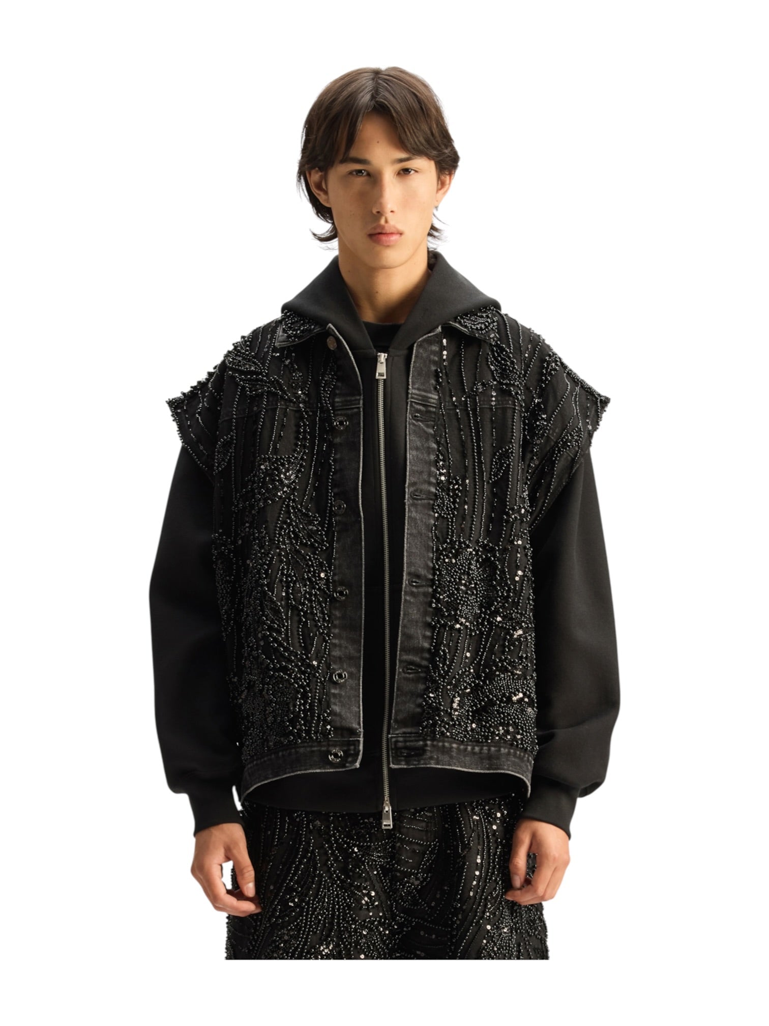 Probus Purple Brand Mesh Embellishment Vest Black Purple Brand Mesh Embellishment Vest Black BLACK