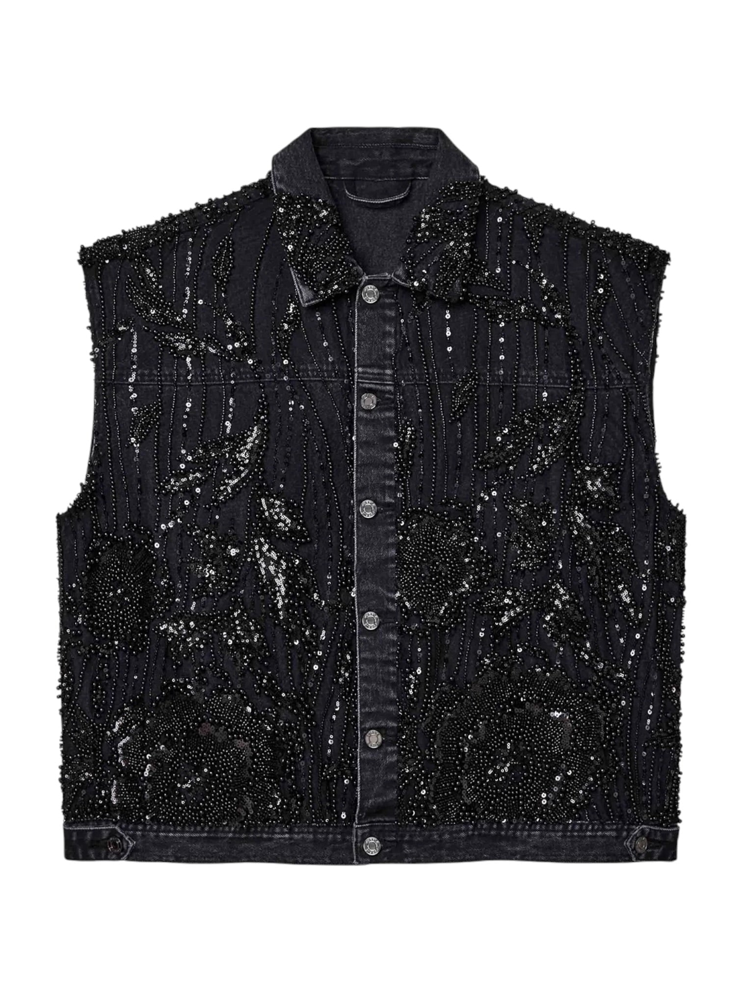 Purple Brand Mesh Embellishment Vest Black