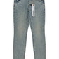 The PURPLE BRAND P001-SALT425 Skinny Atlin Blitz Indigo jeans feature light blue premium stretch denim, subtle white speckles, and a "Purple Brand" tag on the front belt loop.