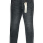 A pair of Probus Purple Brand P001-SHFL425 Skinny Hotfix Logo Black jeans with front and back pockets, visible seams, and a "PUPPLE" tag on the right belt loop.