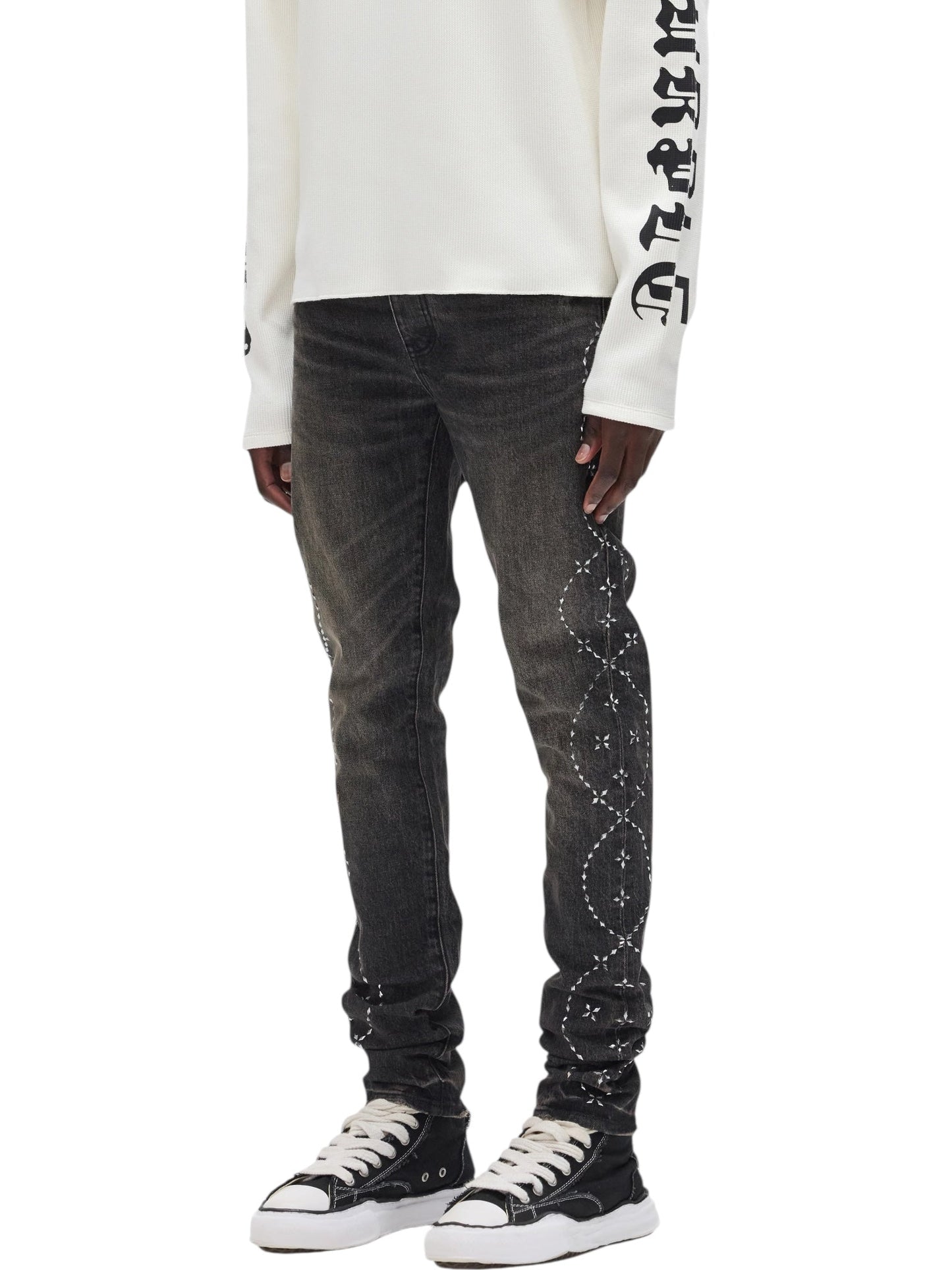 Purple Brand P001-STHW126 Skinny Twist Hotfix Black