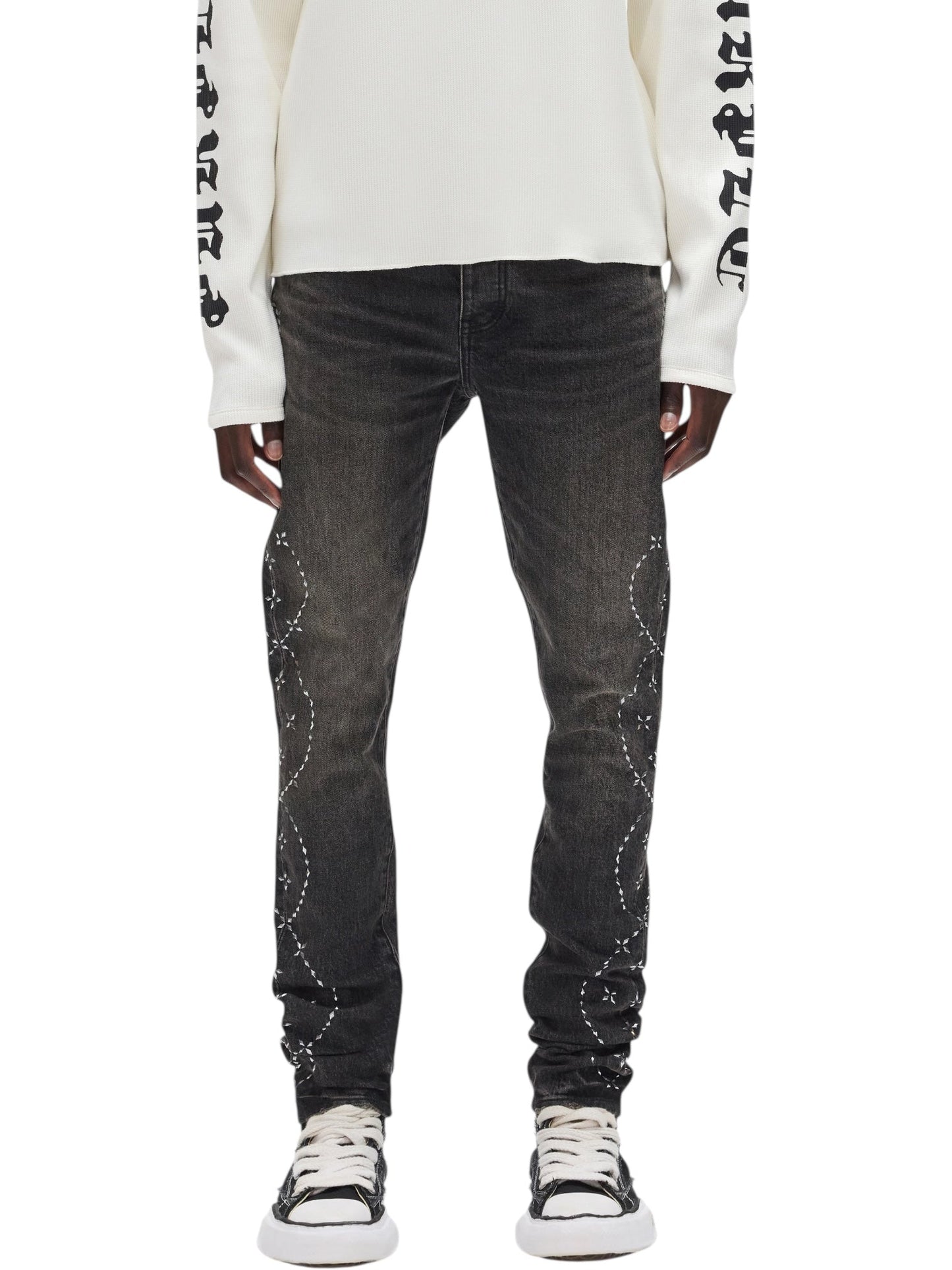 Purple Brand P001-STHW126 Skinny Twist Hotfix Black