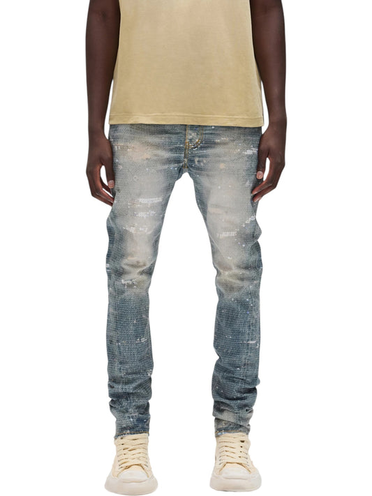 Purple Brand P001-SYPQ126 Skinny Printed Sequin Indigo