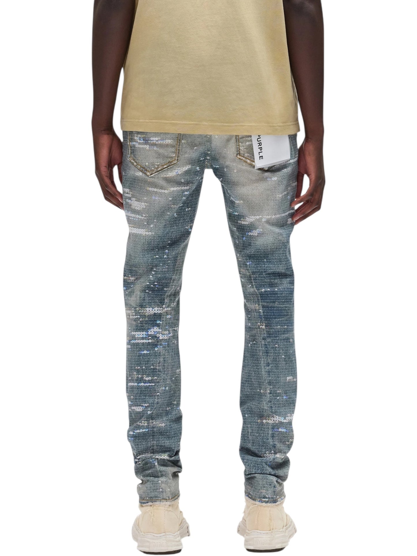 Purple Brand P001-SYPQ126 Skinny Printed Sequin Indigo