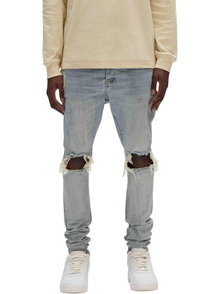 Purple Brand P002-LIB Drop Fit Midrise Tapered Leg Lt Indigo - Probus