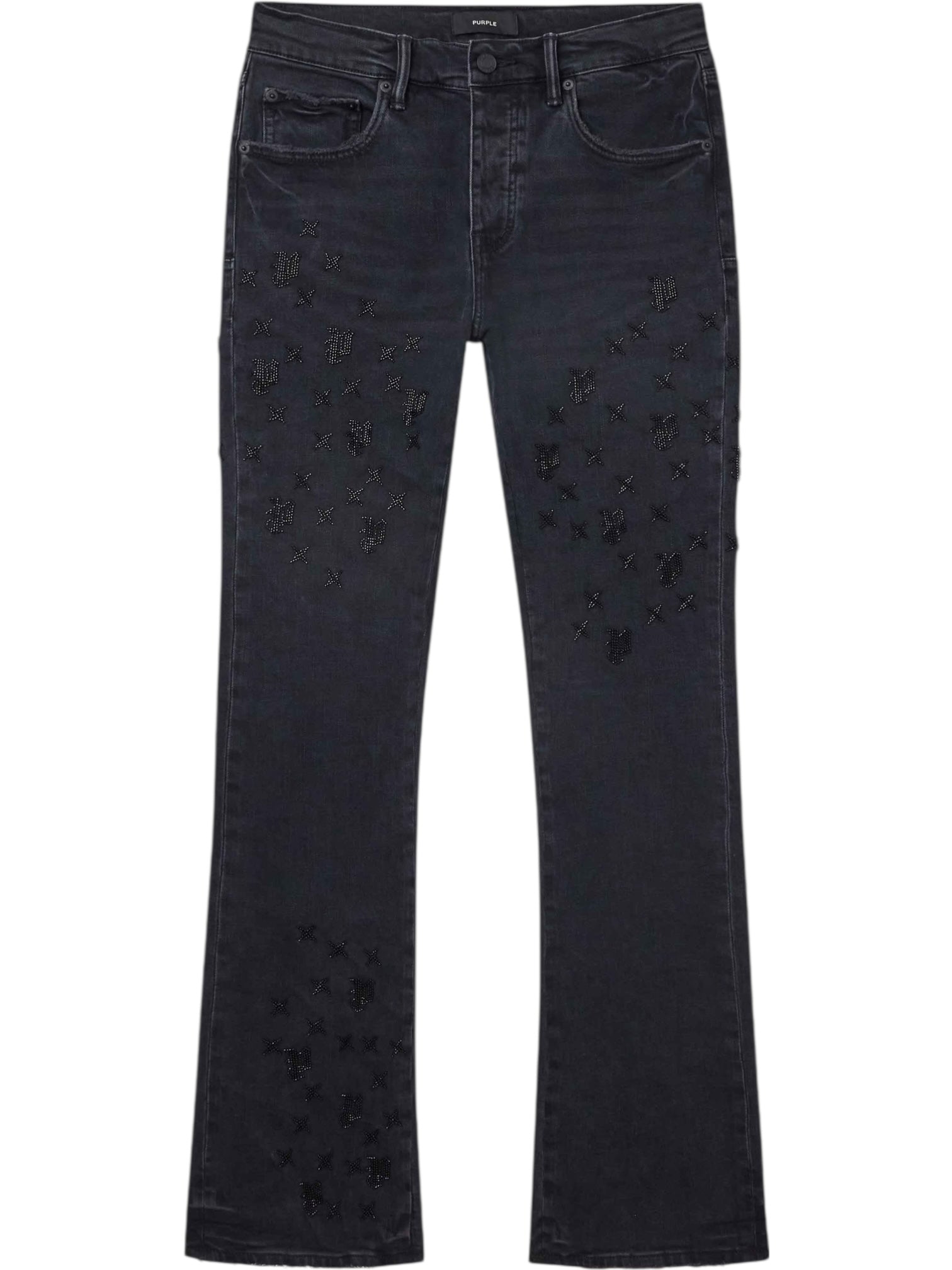 Purple Brand P004-BEMF126 Beaded Monogram Flare Black