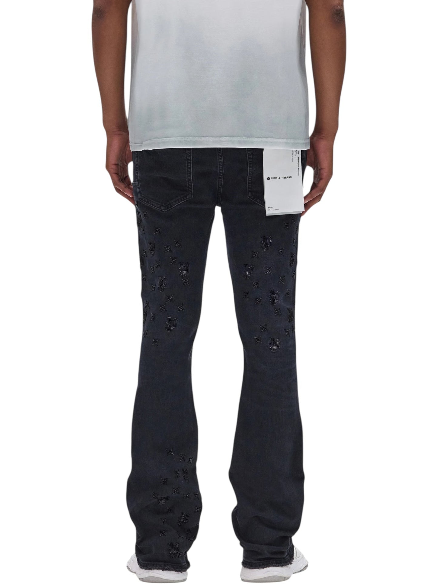 Purple Brand P004-BEMF126 Beaded Monogram Flare Black