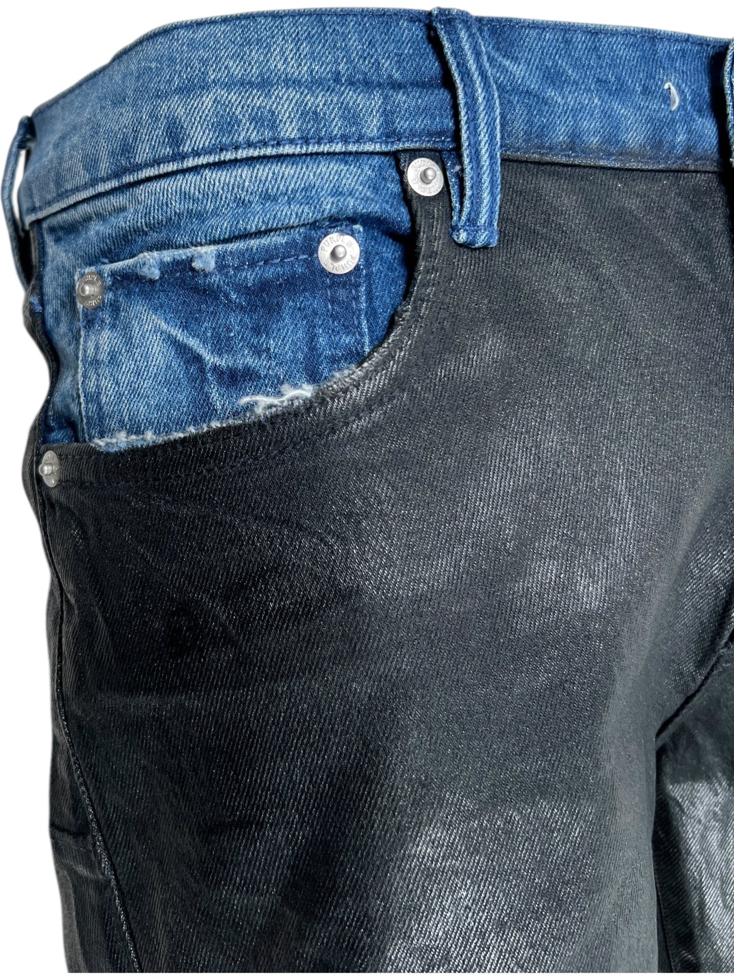 Purple Brand P004-FLCB126 Coated Indigo Flare Black