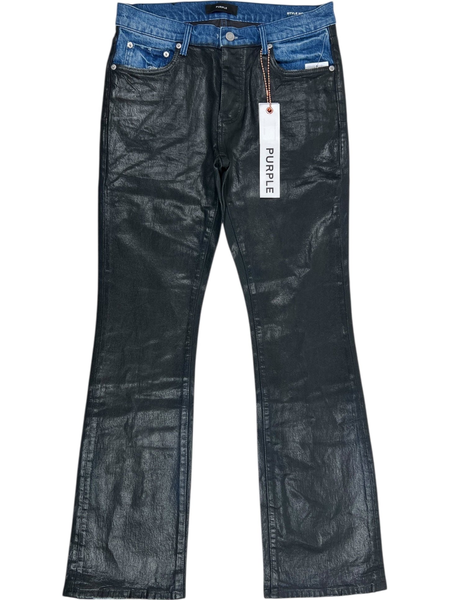 Purple Brand P004-FLCB126 Coated Indigo Flare Black