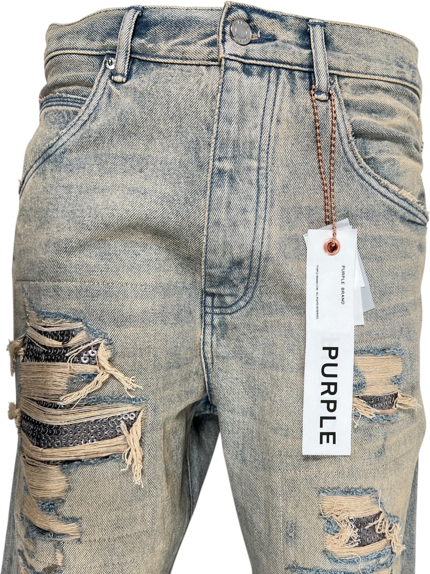 Purple Brand P018-TNSQ126 Tinted Sequin Repair Indigo