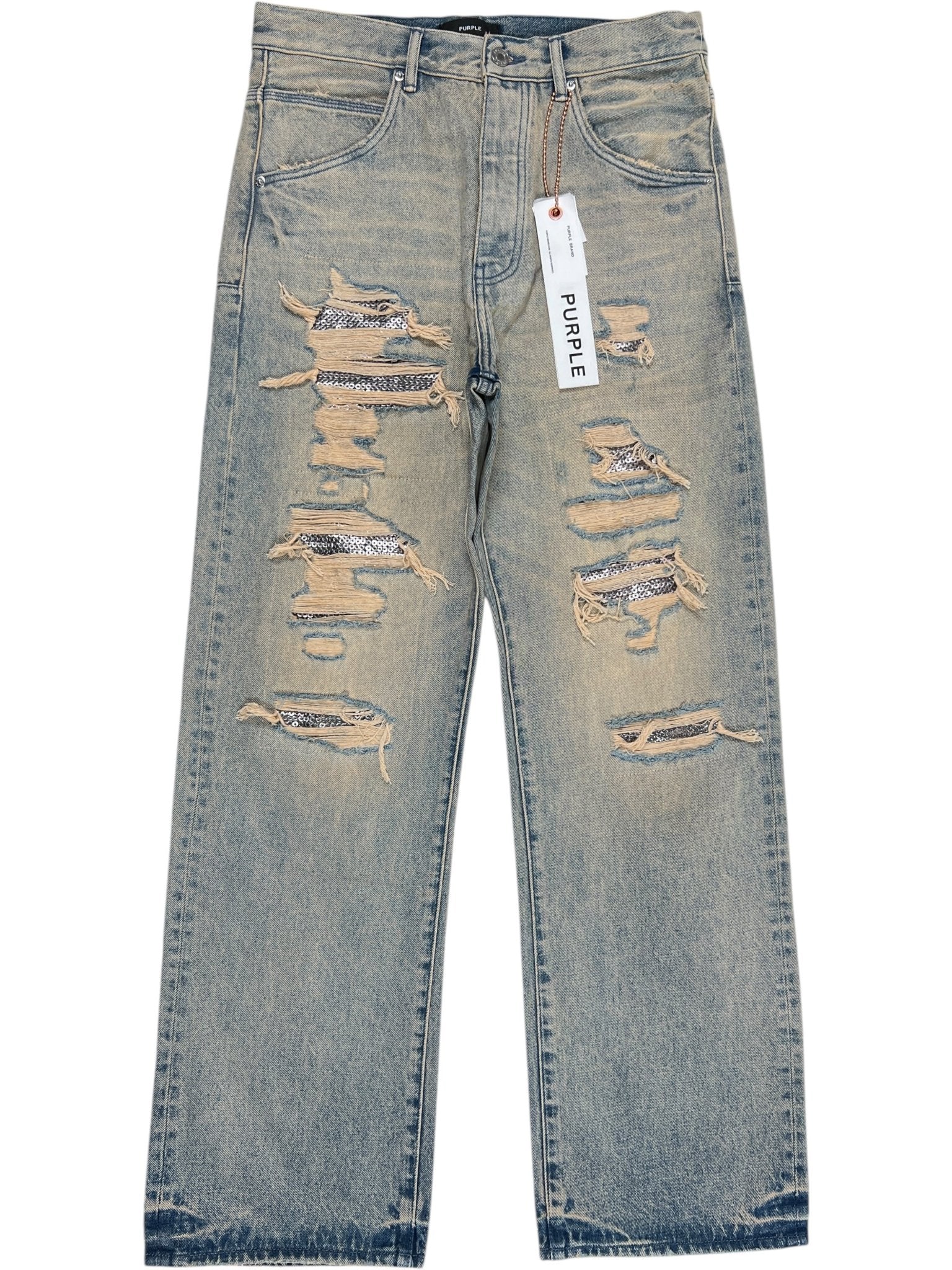 Purple Brand P018-TNSQ126 Tinted Sequin Repair Indigo