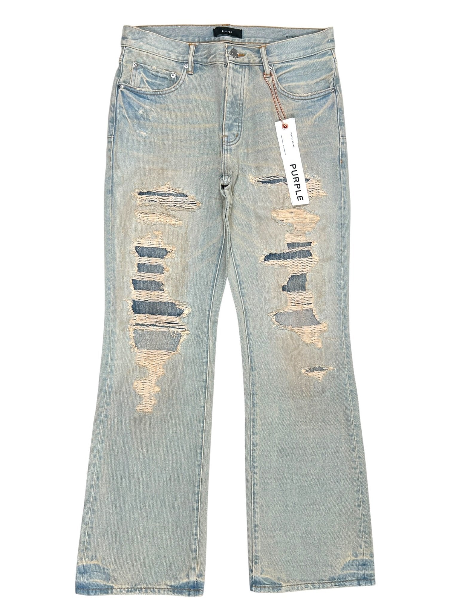 Purple Brand P026-SYDR226 Bootcut Destroy Repair Indigo