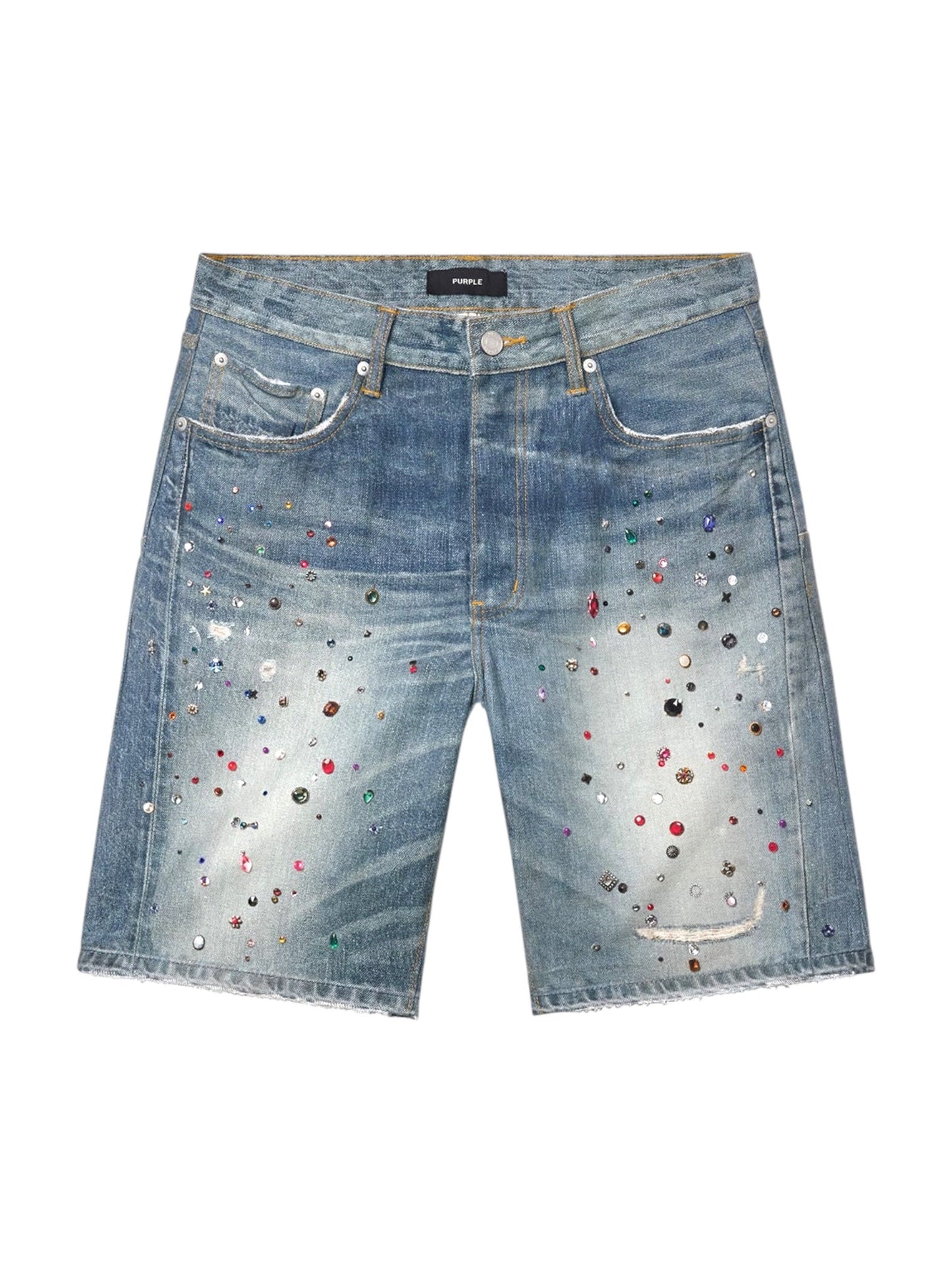 Purple Brand P059-CYWI826 Cyanine Jewel Shorts Lt Indigo