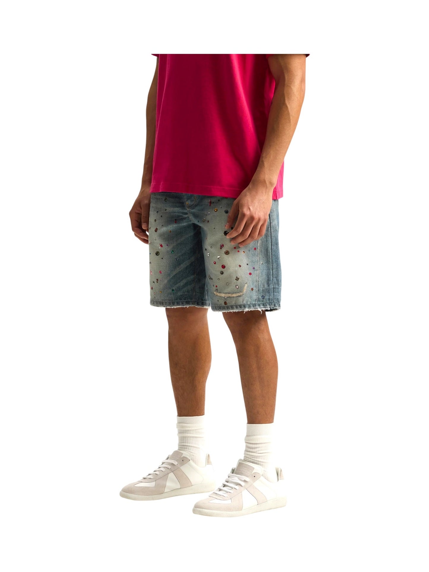 Purple Brand P059-CYWI826 Cyanine Jewel Shorts Lt Indigo