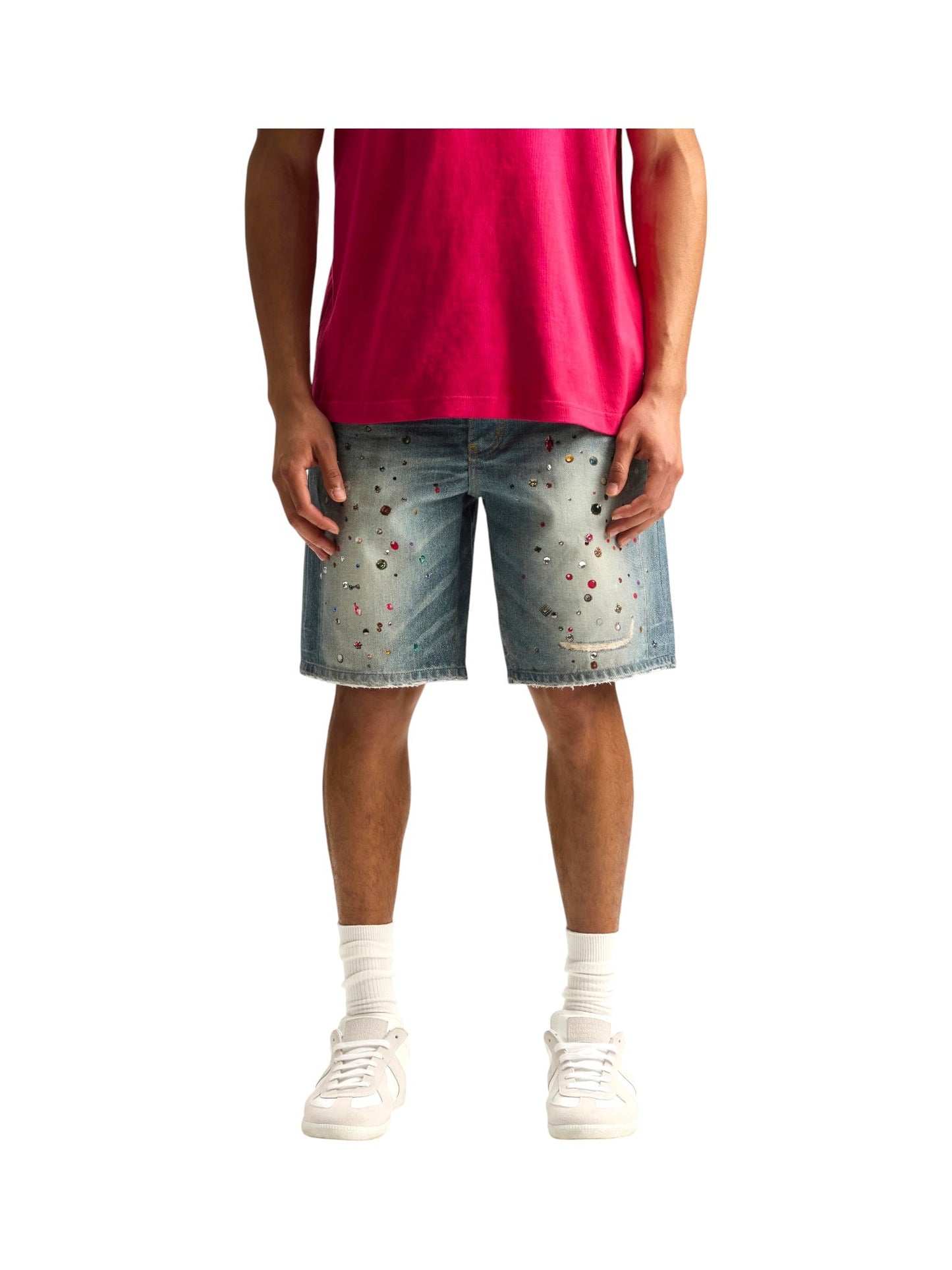Purple Brand P059-CYWI826 Cyanine Jewel Shorts Lt Indigo