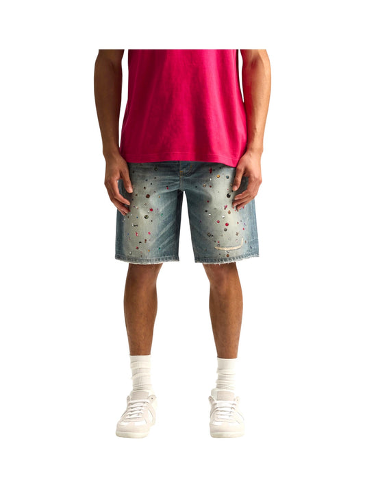 Purple Brand P059-CYWI826 Cyanine Jewel Shorts Lt Indigo