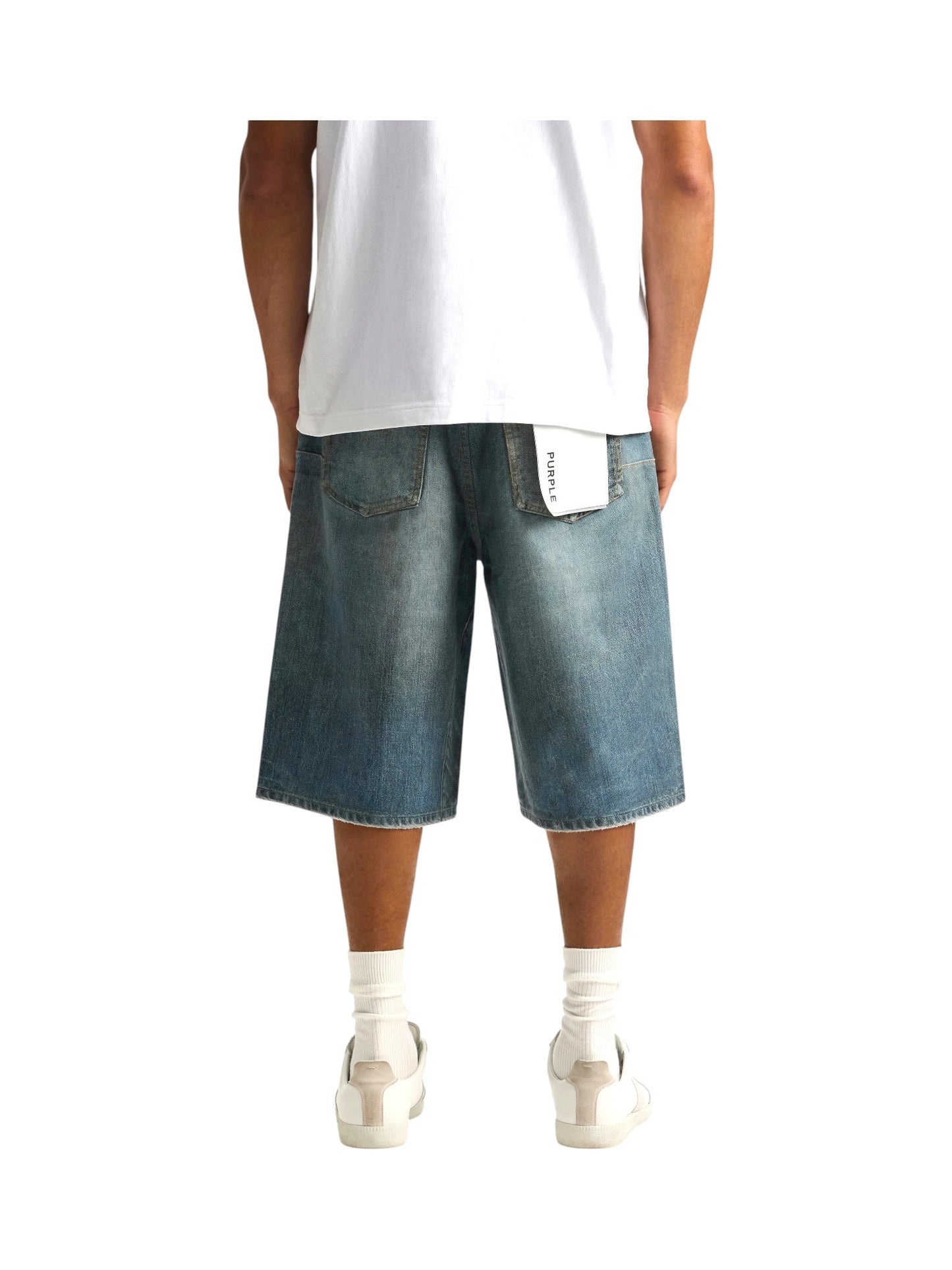 Purple Brand P070-CYWL826 Cyanine Jewel Long Shorts Indigo