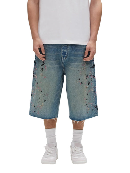 Purple Brand P070-UBSM226 Beaded Splatter Mid Indigo