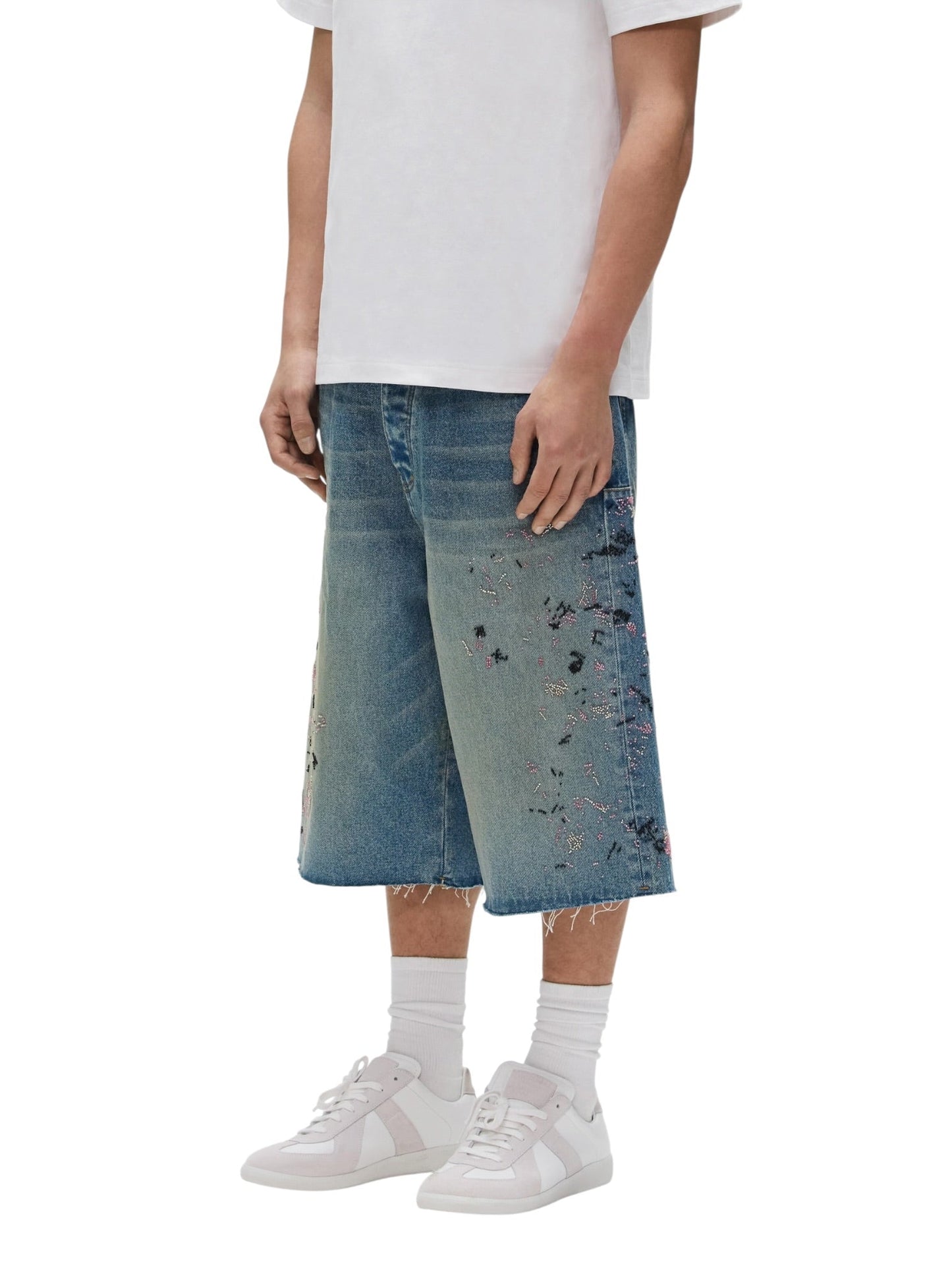 Purple Brand P070-UBSM226 Beaded Splatter Mid Indigo