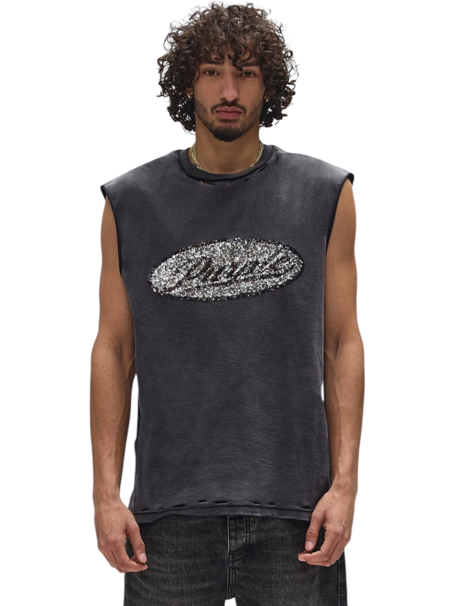 Purple Brand P103-TBDS226 Textured Sleeveless Tee Black