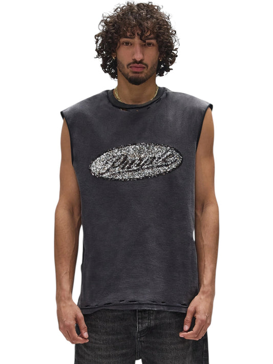 Purple Brand P103-TBDS226 Textured Sleeveless Tee Black