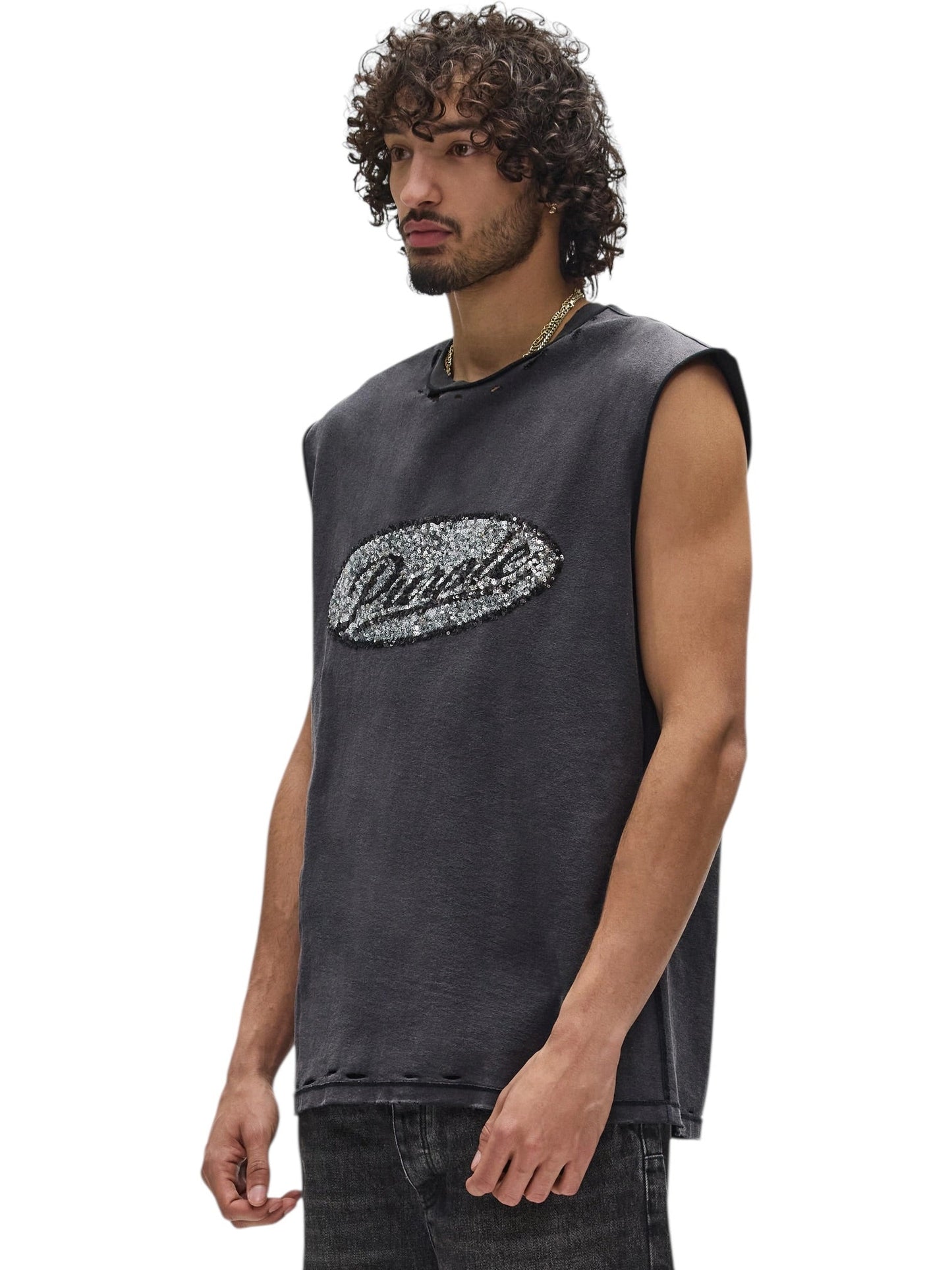 Purple Brand P103-TBDS226 Textured Sleeveless Tee Black