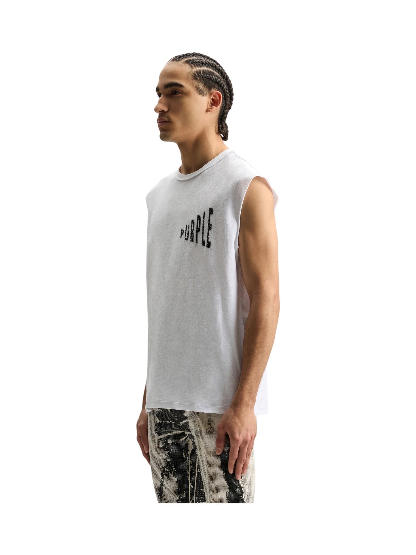 Purple Brand P103-TJWF326 Textured Sleeveless Tee White