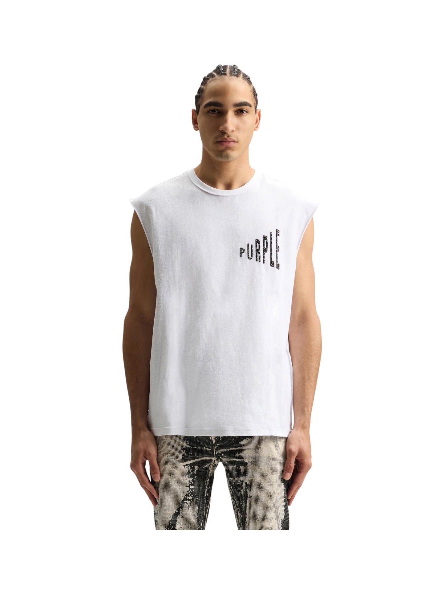 Purple Brand P103-TJWF326 Textured Sleeveless Tee White